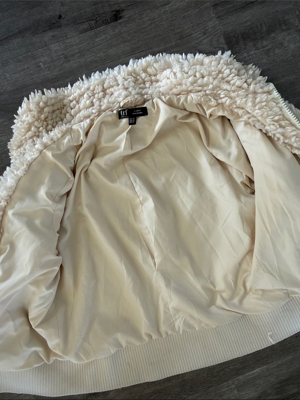 Zara Cream Teddy Fleece Zip Jacket - Picture 3 of 5